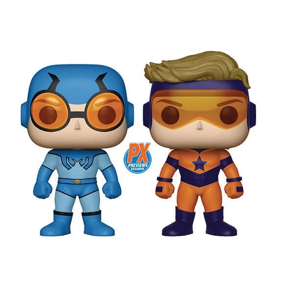 DC Comic Books Blue Beetle & Enhancer Gold 2-Pack EXC Funko Stand Out! Vinyls