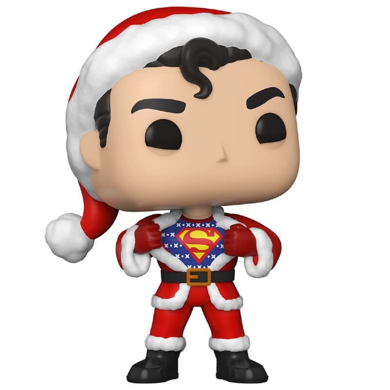 DC Comics Holiday Season Superman along with Sweatshirt Funko Stand Out! Vinyl