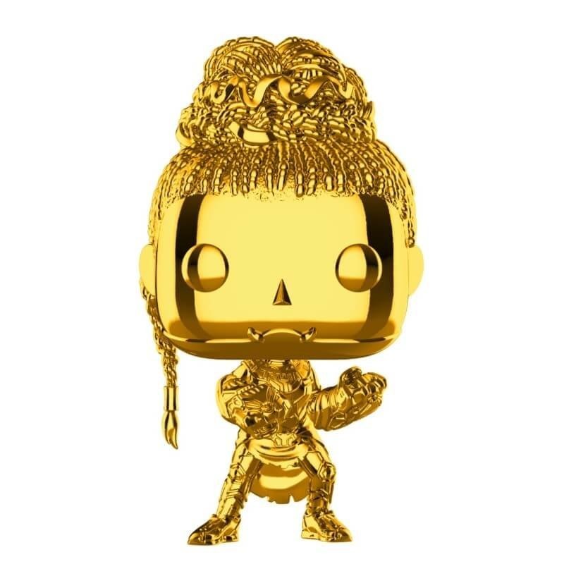 Marvel MS10 Shuri Gold Chrome NYCC 2018 EXC Funko Stand Out! Vinyl fabric