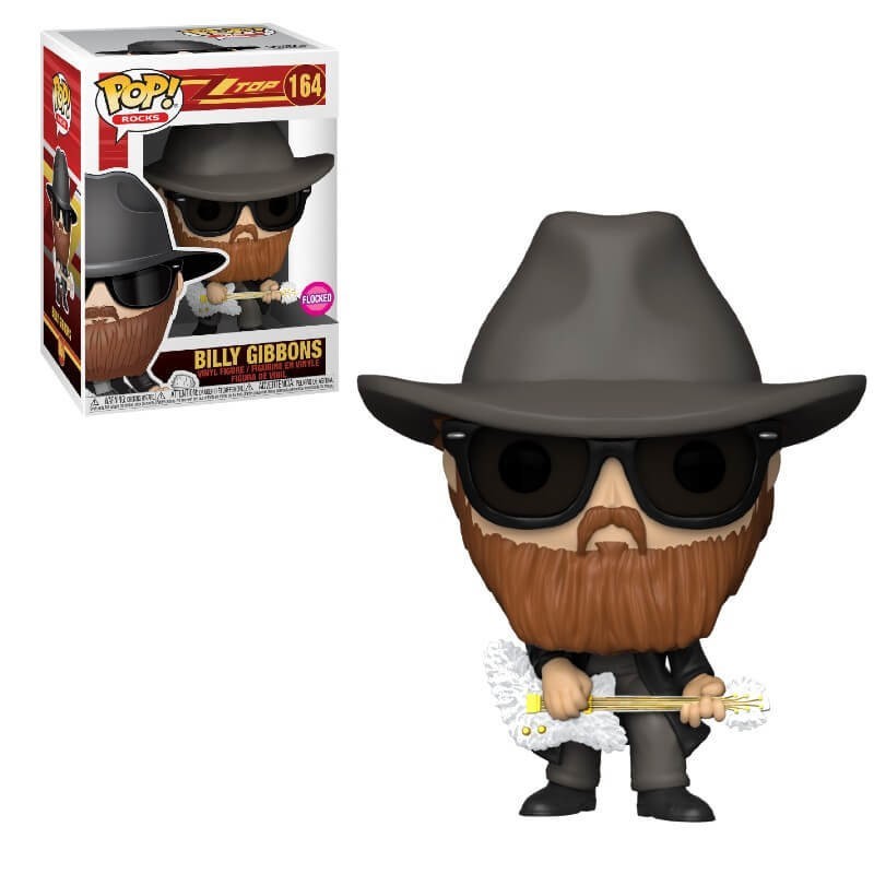 Pop! Rocks ZZ Top Billy Gibbons Flocked Funko Stand Out! Plastic