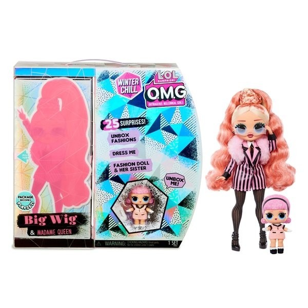 L.O.L. Surprise! O.M.G. Winter Cool Authority & Madame Queen Doll along with 25 Shocks