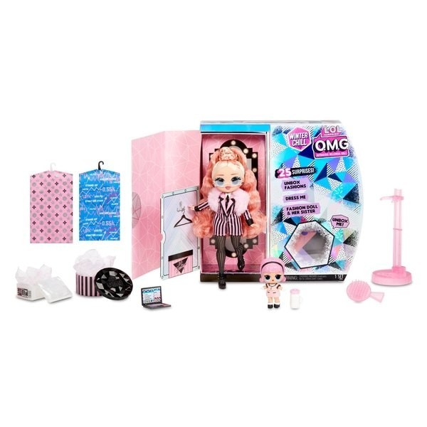 Half-Price - L.O.L. Surprise! O.M.G. Winter Months Cool Authority & Madame Queen Doll with 25 Surprises - Reduced-Price Powwow:£36