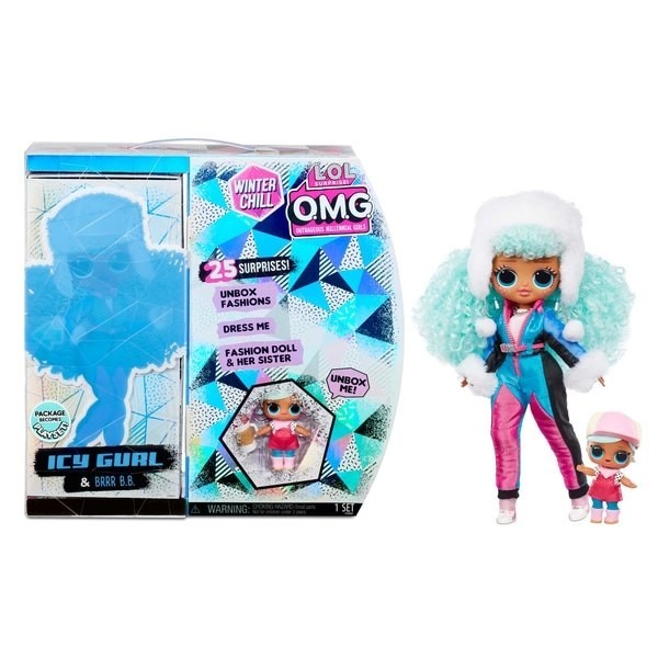 L.O.L. Surprise! O.M.G. Winter Months Cool Icy Gurl & Brrr B.B. Figurine with 25 Shocks