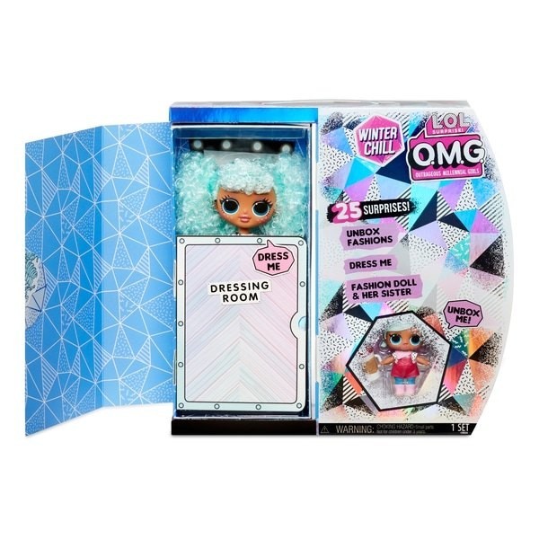 L.O.L. Surprise! O.M.G. Wintertime Chill Icy Gurl & Brrr B.B. Doll with 25 Shocks