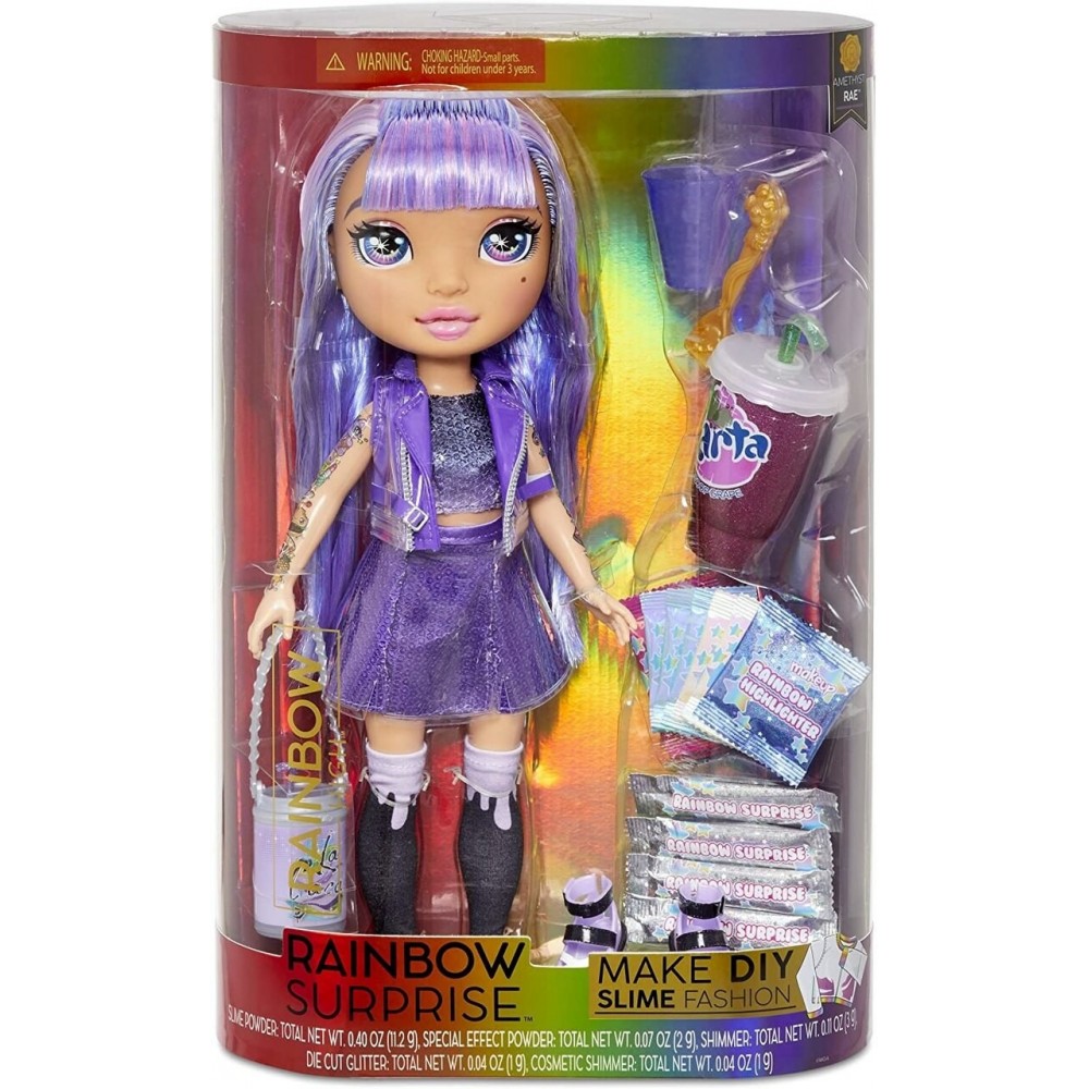 Rainbow High Rainbow Surprise 14 In figure-- Amethyst Rae Toy with Do It Yourself Scum Style