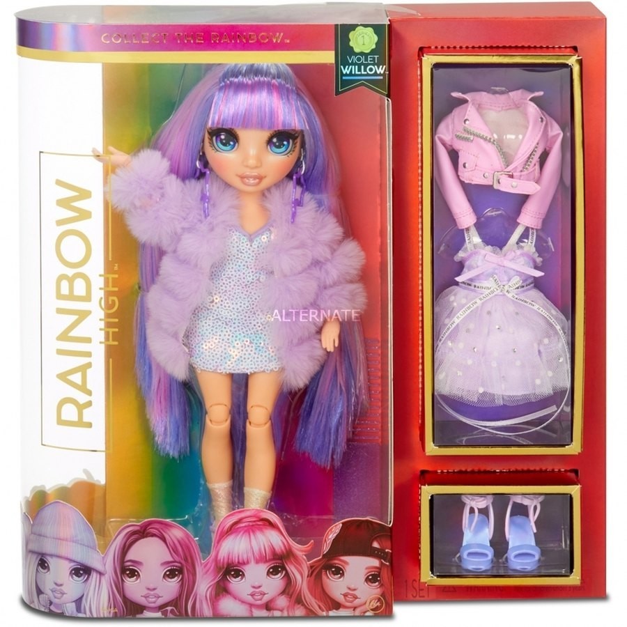 Rainbow High Violet Willow-- Purple Fashion Dolly along with 2 Outfits