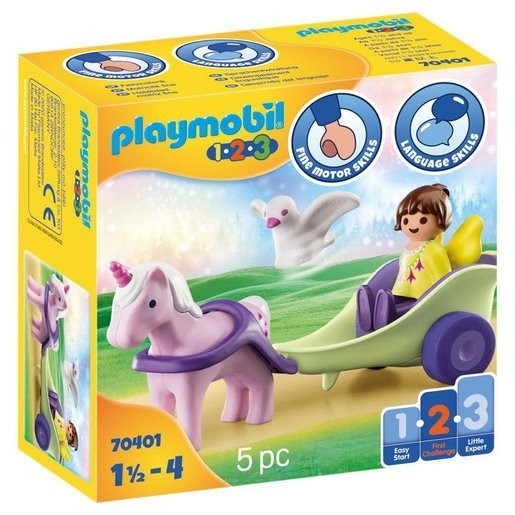 Stocking Stuffer Sale - Playmobil 70401 1.2.3 Unicorn Carriage with Fairy Figures - Hot Buy:£7[sab9271nt]
