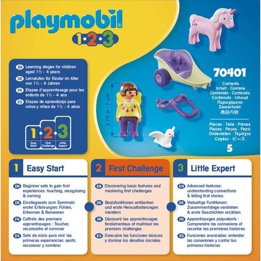 Playmobil 70401 1.2.3 Unicorn Carriage along with Fairy Shapes