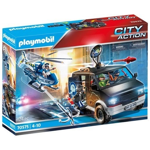 Christmas Sale - Playmobil 70575 Metropolitan Area Action Police Chopper Pursuit along with Wild Van - Unbelievable:£49