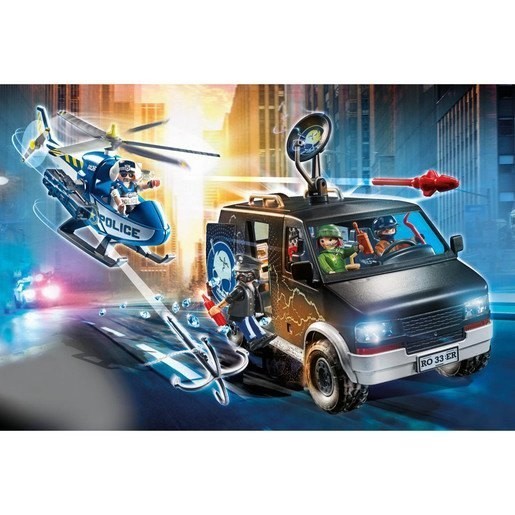 Playmobil 70575 Area Action Cops Chopper Pursuit along with Runaway Van