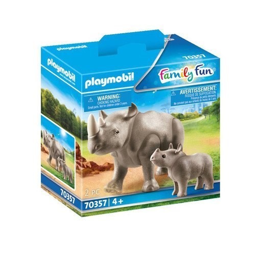 Winter Sale - Playmobil 70357 Family Members Exciting Rhino along with Calf - Savings:£9[jcb9320ba]