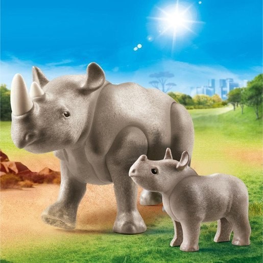 Playmobil 70357 Family Members Exciting Rhino along with Calf
