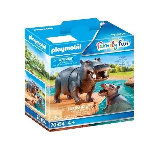 Playmobil 70354 Family Members Fun Hippo along with Calf Figures