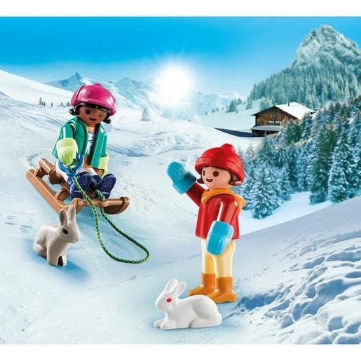 Playmobil 70250 Exclusive Additionally Youngsters with Sleigh Bodies