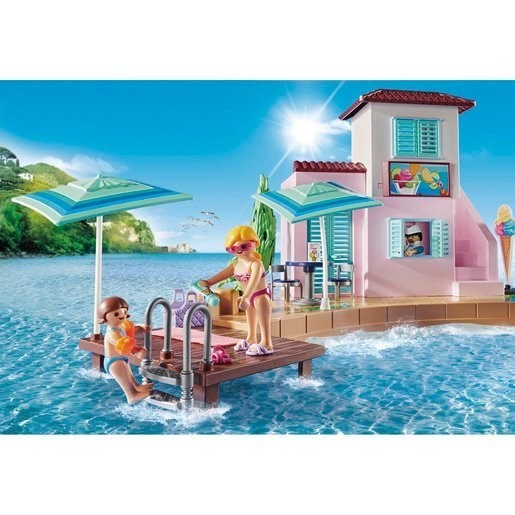 Playmobil 70279 Family Exciting Waterfront Frozen Yogurt Shop Playset