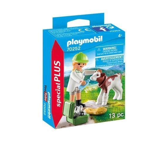 Playmobil 70252 Exclusive Additionally Veterinarian along with Calf Bone Figures