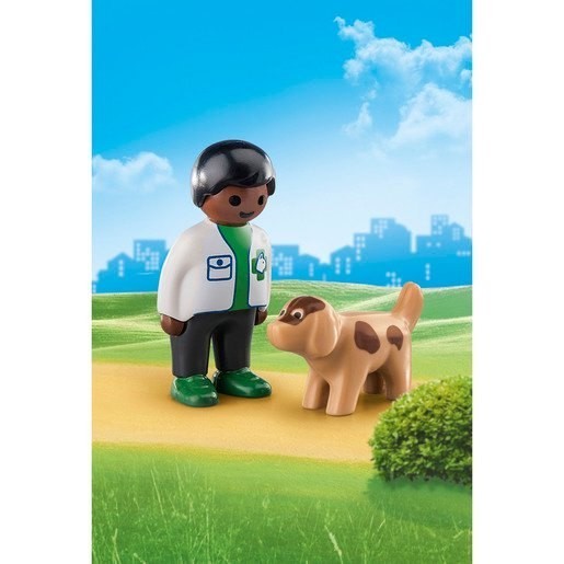 Playmobil 70407 1.2.3 Veterinarian along with Canine Figures