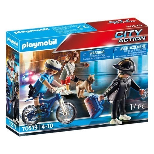 Playmobil 70573 Area Activity Police Bike along with Robber
