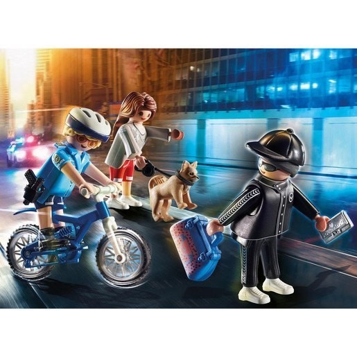 Playmobil 70573 City Activity Cops Bike along with Burglar