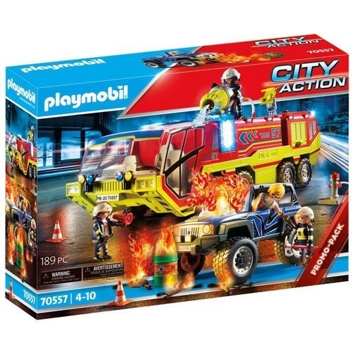 Christmas Sale - Playmobil 70557 Urban Area Activity Fire Engine along with Truck - Winter Wonderland Weekend Windfall:£54[chb9373ar]