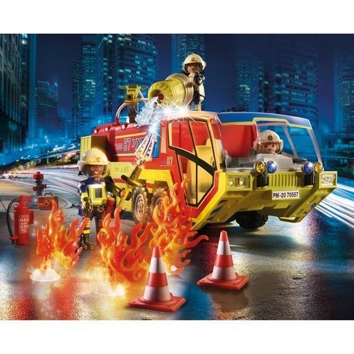 Click and Collect Sale - Playmobil 70557 Area Action Fire Truck with Truck - Winter Wonderland Weekend Windfall:£57[lib9373nk]
