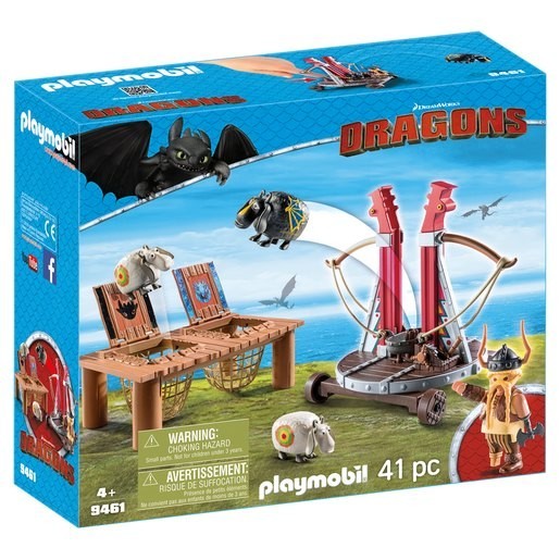 Promotional - Playmobil: DreamWorks Dragons 9461 Gobber the Belch with Lambs Sling - Christmas Clearance Carnival:£28[jcb9380ba]
