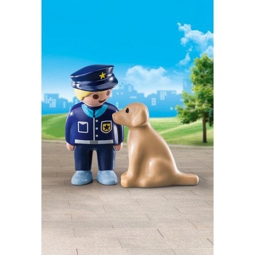 Playmobil 70408 1.2.3 Cops Policeman along with Pet Dog Figures