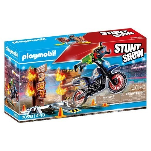 Playmobil 70553 Act Series Motocross with Fiery Wall Structure