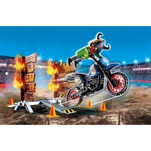 Playmobil 70553 Stunt Program Motocross along with Fiery Wall