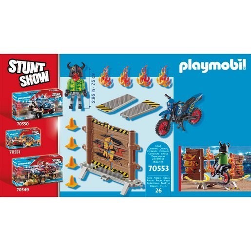 Exclusive Offer - Playmobil 70553 Act Program Motocross along with Fiery Wall - Internet Inventory Blowout:£12