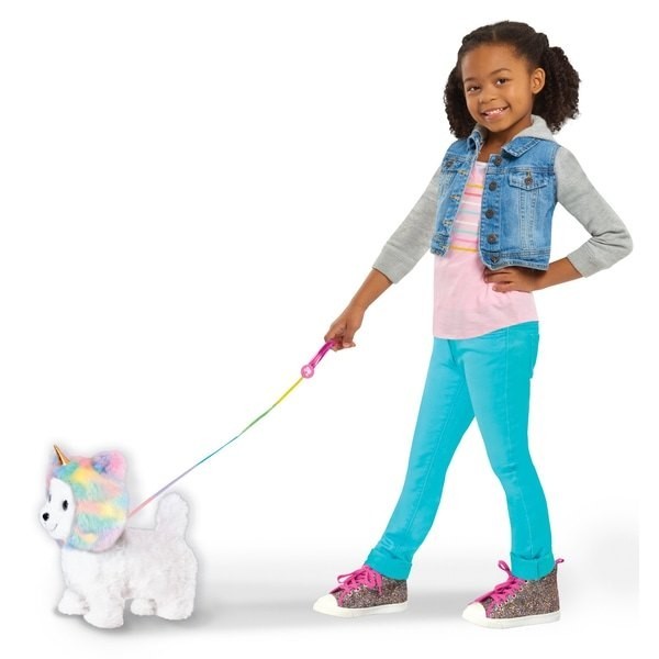 Online Sale - Barbie Walking Young puppy with detachable Unicorn Hood - Extravaganza:£25[cob9432li]