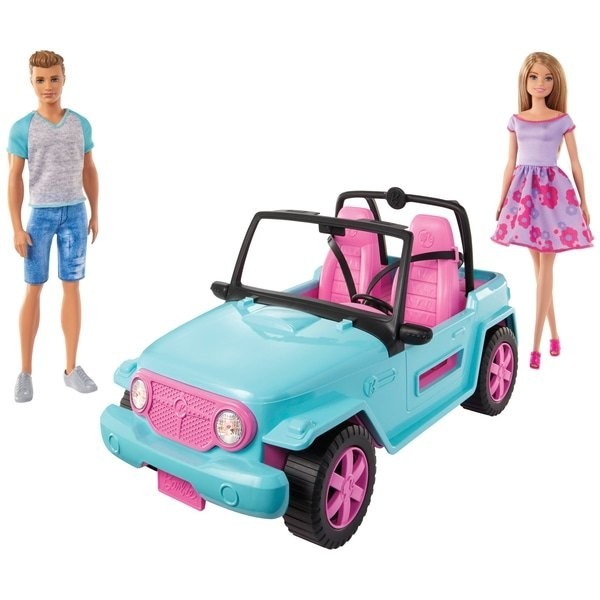 Barbie Jeep with 2 Dollies