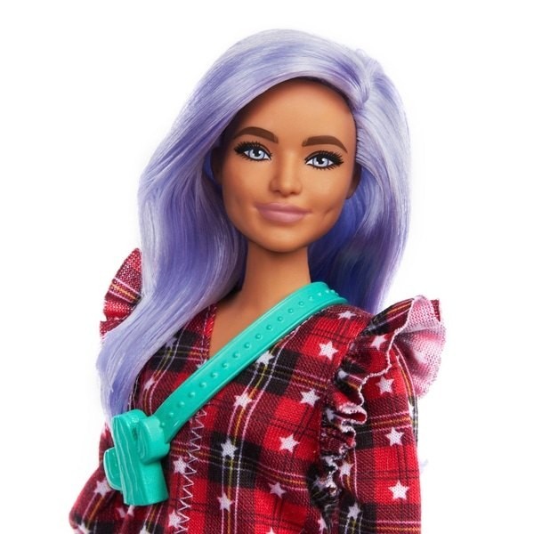 Barbie Fashionista Doll 157 Reddish Checkered Gown