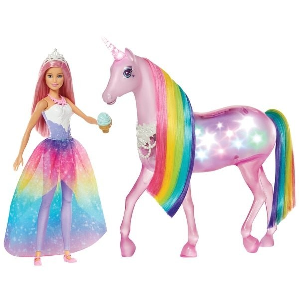 No Returns, No Exchanges - Barbie Dreamtopia Magical Lights Unicorn - Reduced-Price Powwow:£43