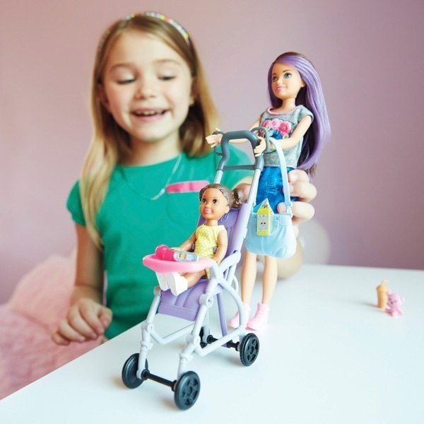 Doorbuster Sale - Barbie Captain Babysitters Inc Infant Stroller Playset - Digital Doorbuster Derby:£19