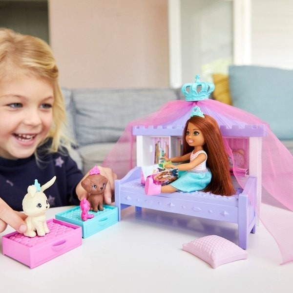 Barbie Princess Or Queen Experience Chelsea Doll and also Playset