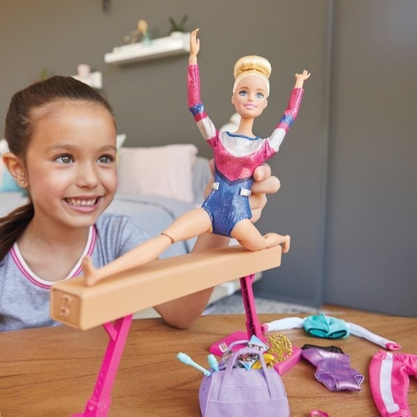 Barbie Gymnastics Playset along with Figure as well as Add-on