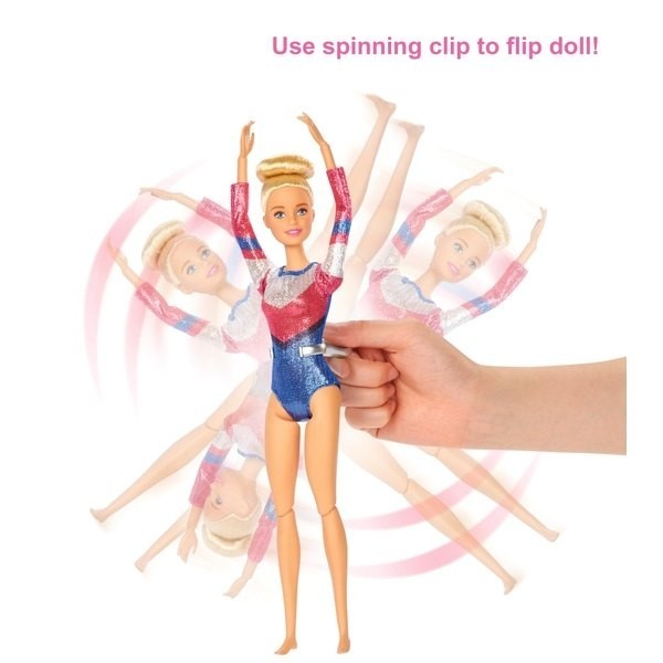 Barbie Gymnastics Playset with Figurine as well as Add-on
