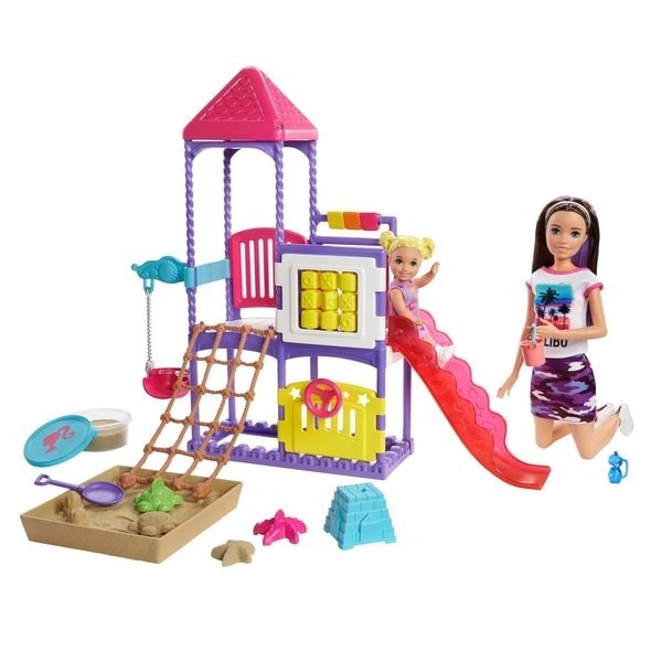 Discount - Barbie Skipper Babysitters Inc Check Out 'n' climb Play area Dolls as well as Playset - Clearance Carnival:£30