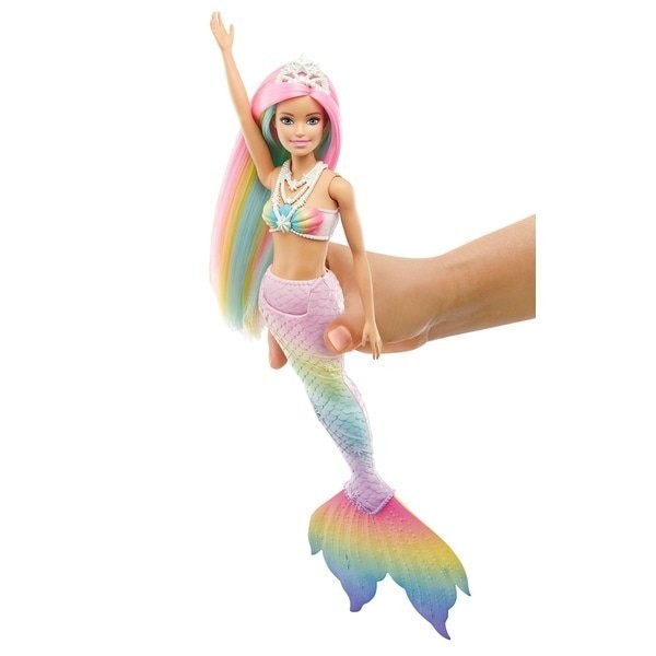 Fire Sale - Barbie Dreamtopia Rainbow Miracle Mermaid Figure - Curbside Pickup Crazy Deal-O-Rama:£26