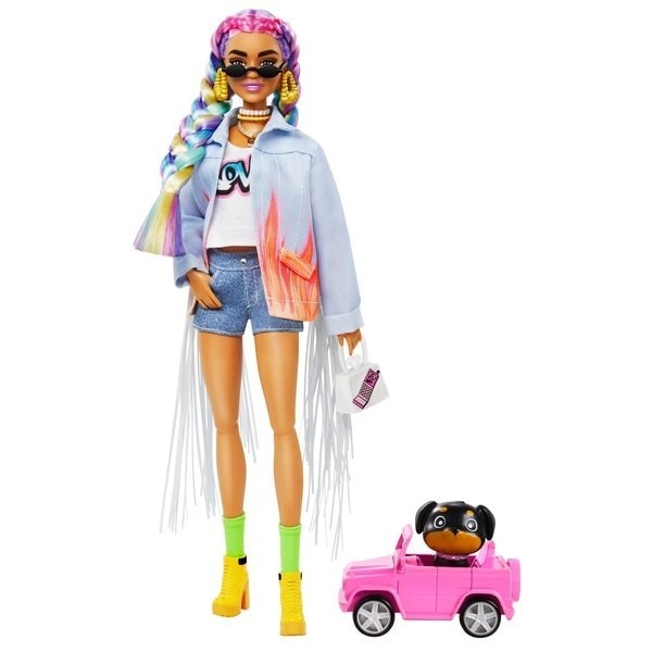 Barbie Add-on Dolly in Jeans Jacket along with Pet Dog Puppy Dog