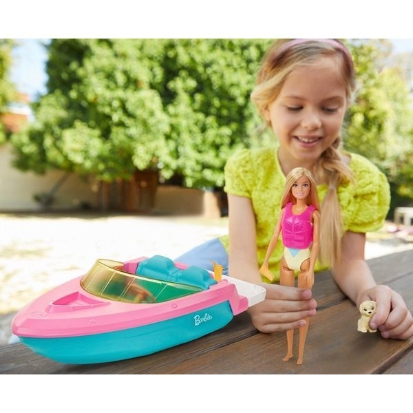 Barbie Boat along with New Puppy and also Accessories