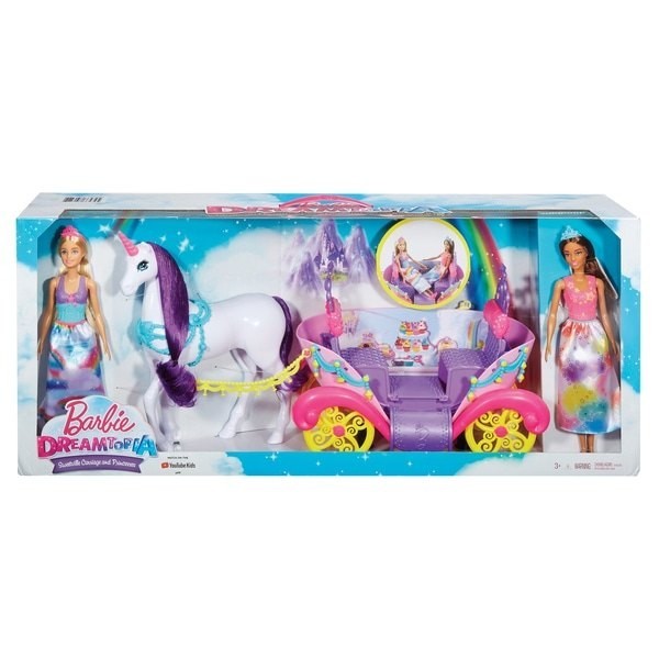 February Love Sale - Barbie Dreamtopia Carriage with 2 Figures - Closeout:£43[jcb9524ba]