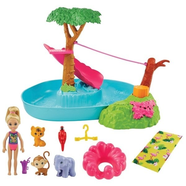 Black Friday Sale - Barbie as well as Chelsea Splashtastic Swimming Pool Shock Playset - Weekend:£29[cob9538li]