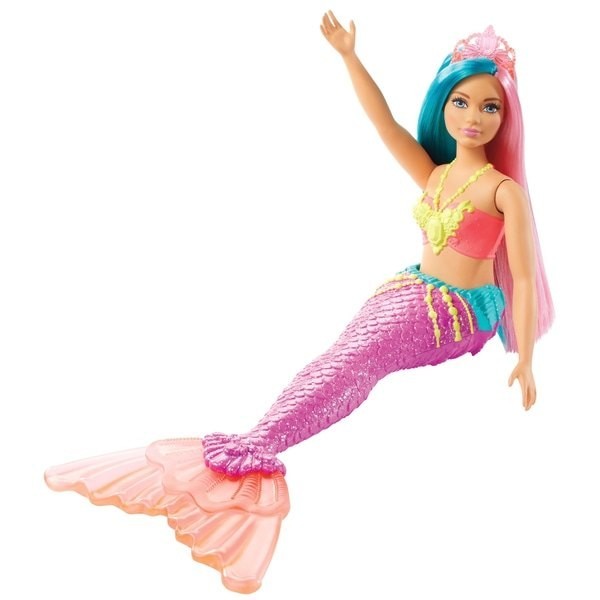 Loyalty Program Sale - Barbie Dreamtopia Mermaid Figure - Pink as well as Teal - Digital Doorbuster Derby:£9