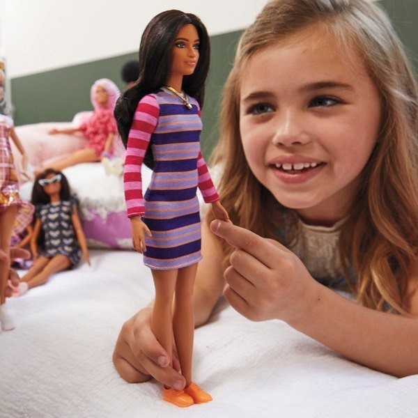October Halloween Sale - Barbie Fashionista Figure 147 Striped Long Sleeve Dress - Bonanza:£9
