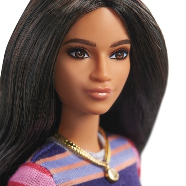 Winter Sale - Barbie Fashionista Toy 147 Striped Long Sleeve Dress - Off:£9