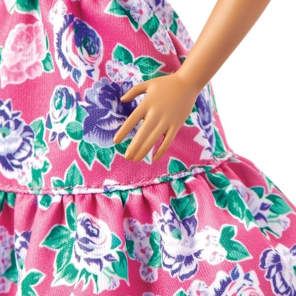 Curbside Pickup Sale - Barbie Fashionista Figure 150 with Peplum Dress - Online Outlet Extravaganza:£9