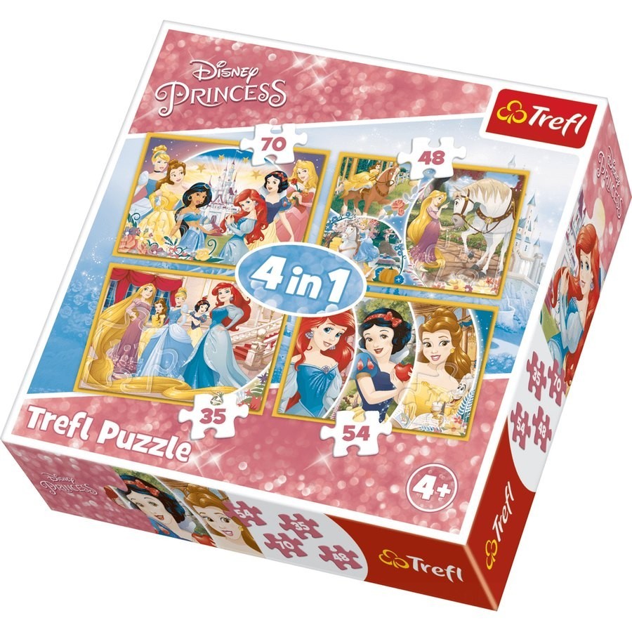Trefl 4 in 1 Challenge Disney Princess Or Queen - Pleased Time of Princesses