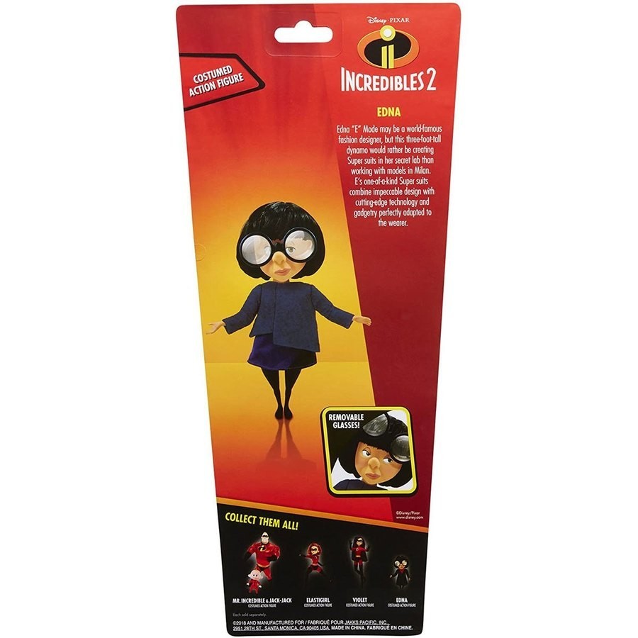 Disney Pixar Incredibles Black Clothing Costumed Activity Figure - Edna
